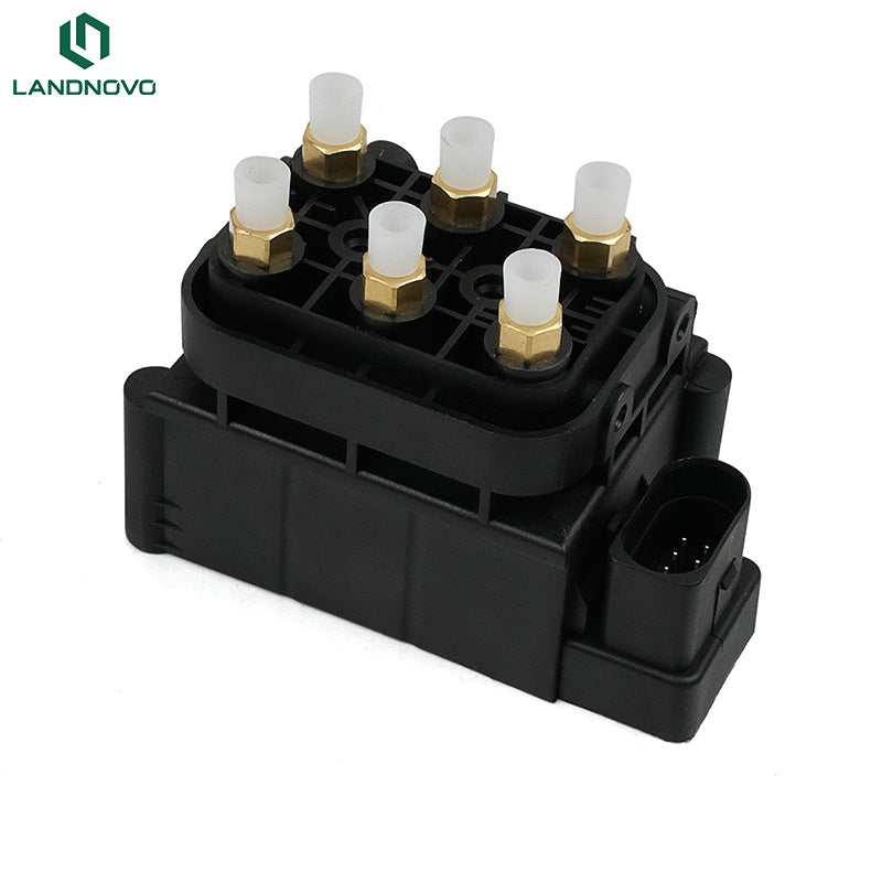 LANDNOVO 4F0616013 air suspension valve block showing solenoid connectors and air ports for VW Phaeton